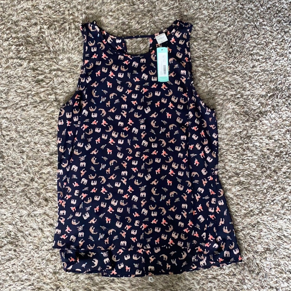NWT Kaleigh Keyhole Back Elephant Blouse 🐘